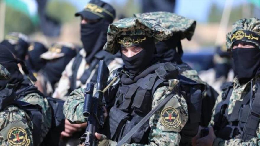 Miembros de las Brigadas de Al-Quds, rama armada del Movimiento de la Yihad Islámica Palestina durante un desfile en Gaza