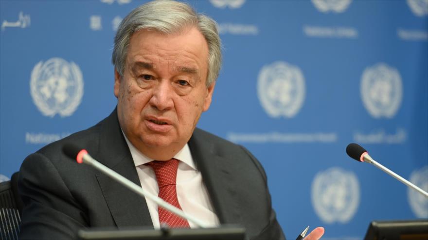 El secretario general de la ONU, António Guterres, ofrece una rueda de prensa en la sede de la ONU, Nueva York, 6 de mayo de 2020. (Foto: AFP)