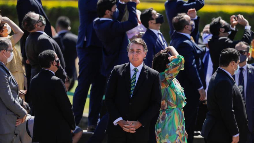 El presidente de Barsil, Jair Bolsonaro, aparece sin mascarilla en la ceremonia del Día de la Independencia, 7 de septiembre de 2020. (Foto: AFP)