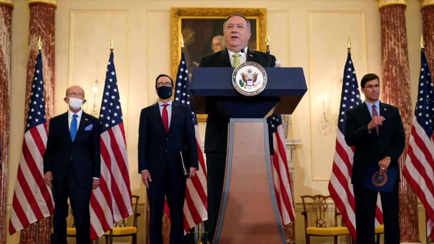El secretario de Estado de EE.UU., Mike Pompeo, ofrece una rueda de prensa en la Casa Blanca, 21 de septiembre de 2020. (Foto: AFP)