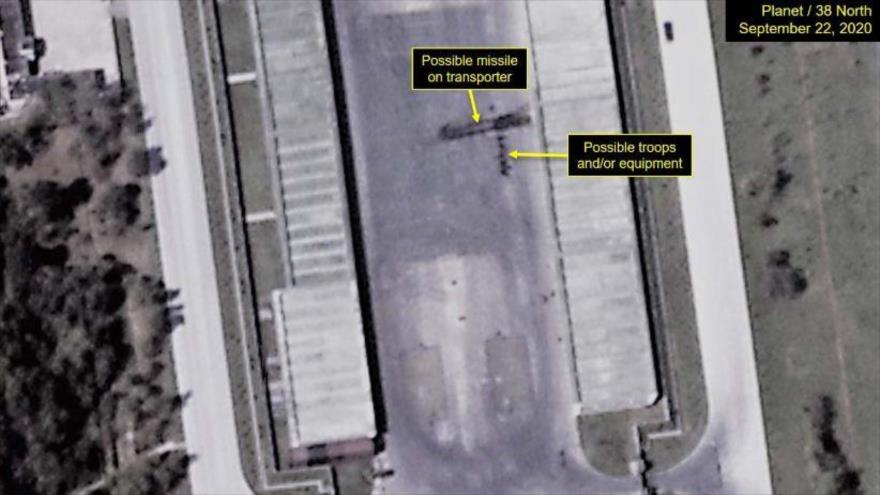 Foto satelital del sitio del desfile en Corea del Norte, 22 de septiembre de 2020.