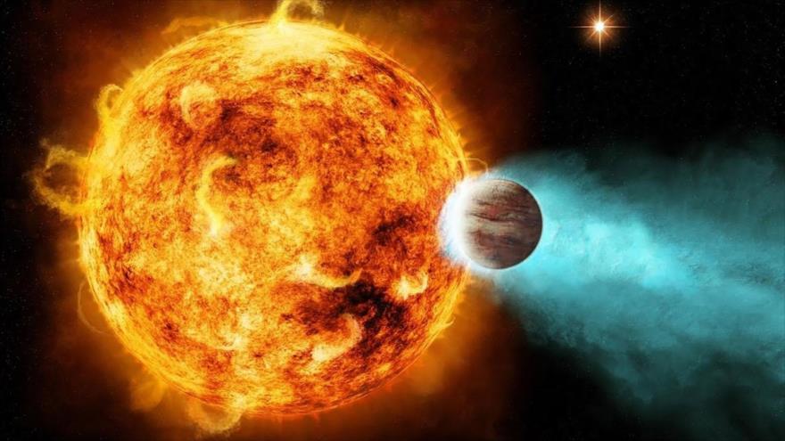 Imagen ilustrativa del primer “Neptuno Ultra Caliente” que orbita la estrella LTT 9779.
