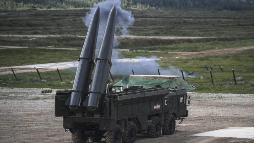 Un sistema de misiles balísticos Iskander de fabricación rusa.