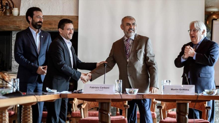 Partes del conflicto en Yemen acuerdan un canje de prisioneros frente a los enviados de la ONU y el CICR, Suiza, 27 de septiembre de 2020. (Foto: AFP)