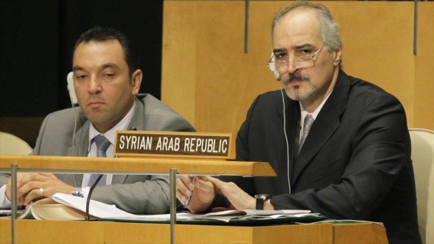 El embajador sirio ante la Organización de las Naciones Unidas (ONU), Bashar al-Yafari, en una sesión del organismo. 