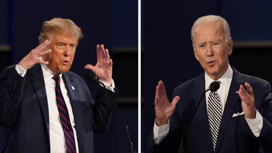 El presidente de EE.UU., Donald Trump (izda.), y su rival demócrata Joe Biden en el primer debate presidencial, en Cleveland, Ohio. (Foto: AP)
