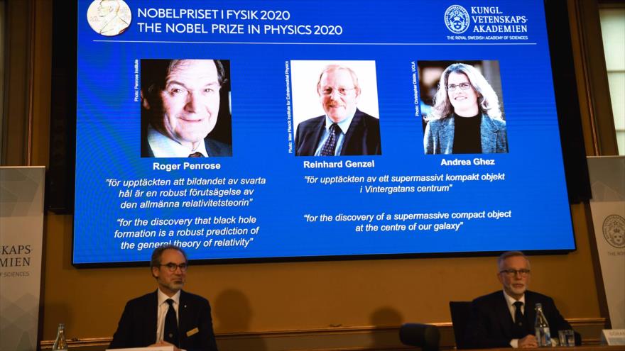 Roger Penrose, Reinhard Genzel y Andrea Ghez lograron el Nobel de Física 2020, anunció la Real Academia de las Ciencias de Suecia, 6 de octubre de 2020.