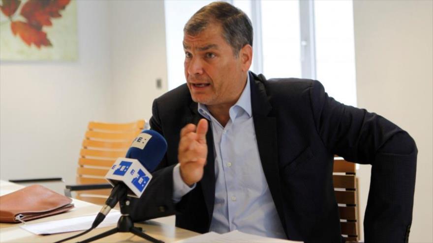 El expresidente de Ecuador Rafael Correa durante una entrevista con la agencia española de noticias EFE.