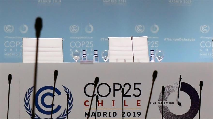 Sala de reuniones de la Conferencia de la ONU sobre el Cambio Climático (COP-25), Madrid, 13 de diciembre de 2019. (Foto: AFP)