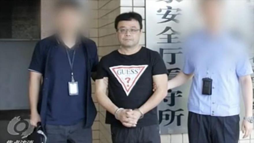 Imagen muestra al ciudadano taiwanés, Lee Meng-chu, detenido por Fuerzas de Seguridad chinas por espionaje, 20 de agosto de 2019.