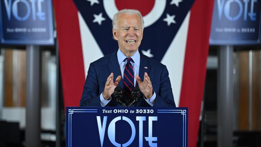 El candidato demócrata estadounidense, Joe Biden, ofrece un discurso en Cincinnati, Ohio (EE.UU.), 12 de octubre de 2020. (Foto: AFP)