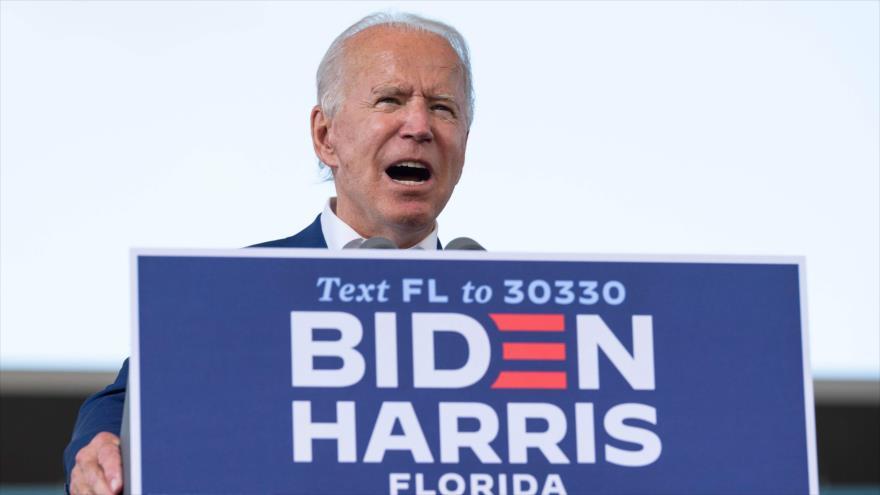 El candidato presidencial demócrata de EE.UU. Joe Biden en un mitin electoral en Miramar, Florida, 13 de octubre de 2020. (Foto: AFP)