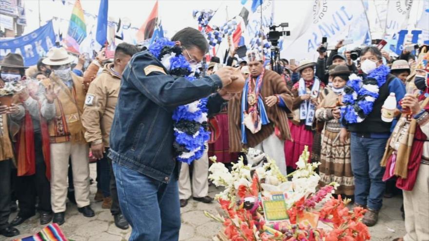 Luis Arce, aspirante presidencial en las elecciones bolivianas por el Movimiento al Socialismo (MAS), en El Alto, La Paz, 14 de octubre de 2020.