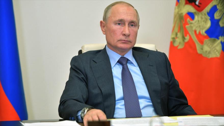 El presidente ruso, Vladimir Putin, en reunión por videoconferencia con miembros de su gabinete, en Moscú, 29 de septiembre de 2020. (Foto: AFP)
