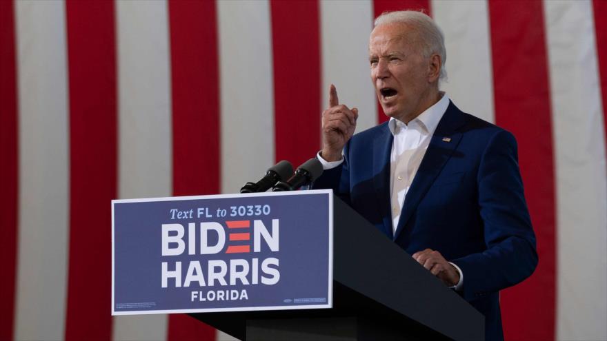 El candidato presidencial demócrata de EE.UU. Joe Biden en un mitin electoral en Miramar, Florida, 13 de octubre de 2020. (Foto: AFP)