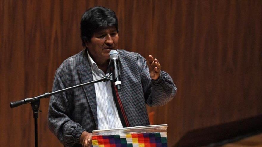 El expresidente de Bolivia, Evo Morales, pronuncia un discurso en México, 26 de noviembre de 2019. (Foto: AFP)
