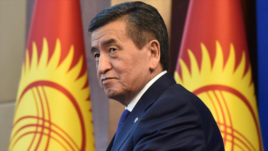 El presidente kirguís, Sooronbay Jeenbekov, durante una rueda de prensa en Bishkek (capital), 25 de diciembre de 2019. (Foto:AFP)