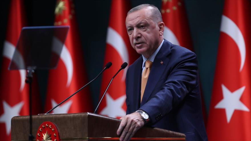 El presidente de Turquía, Recep Tayyip Erdogan, en una reunión del gabinete, Ankara, 5 de octubre de 2020. (Foto: AFP)