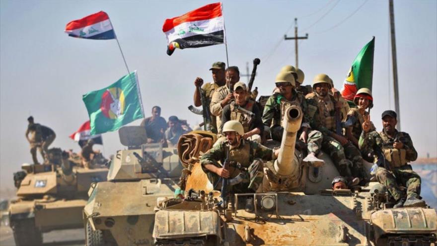 Las Unidades de Movilización Popular de Irak (Al-Hashad Al-Shabi, en árabe), durante la lucha contra los terroristas de Daesh.