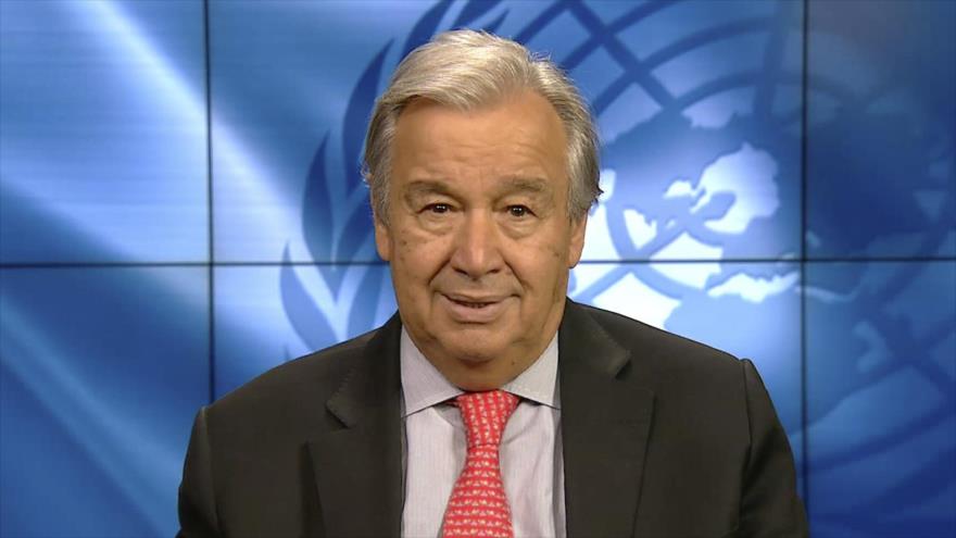 El secretario general de la ONU, António Guterres, ofrece un discurso por videoconferencia, 3 de septiembre de 2020. (Foto: AP)
