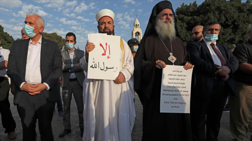 Líderes religiosos palestinos condenan la islamofobia de Macron