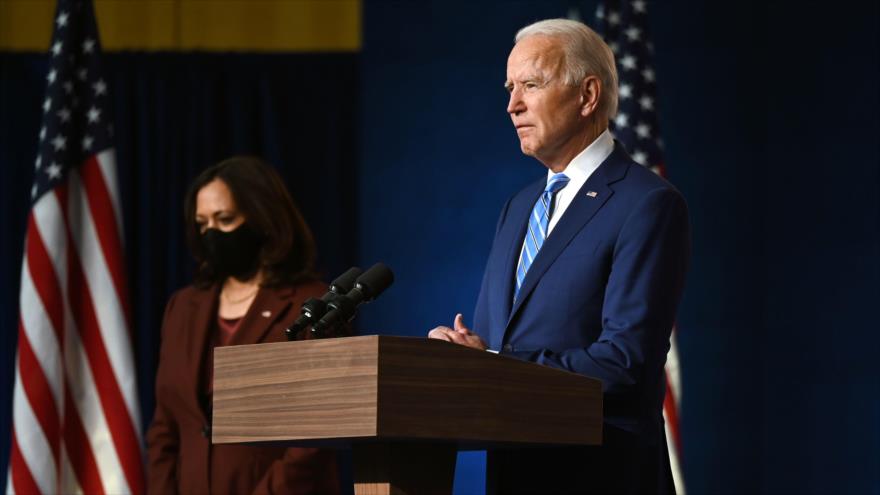 El candidato demócrata a Presidencia de EE.UU., Joe Biden, y su fórmula vicepresidencial Kamala Harris, Delaware, 4 de noviembre de 2020. (Foto: AFP)