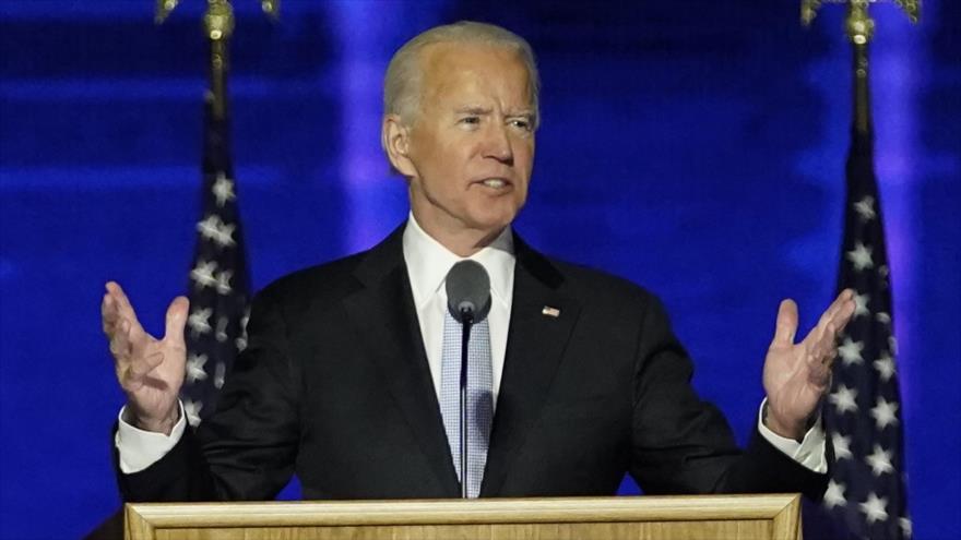 El presidente electo de EE.UU., Joe Biden, ofrece un discurso en Wilmington, Delaware, 7 de noviembre de 2020. (Foto: AFP)