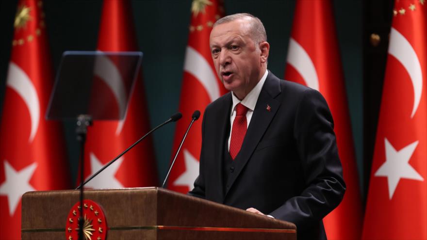 El presidente turco, Recep Tayyip Erdogan, ofrece un discurso en Ankara, 3 de noviembre de 2020. (Foto: AFP)