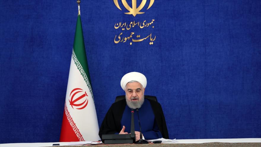 El presidente de Irán, Hasan Rohani, habla en la apertura de unos proyectos nacionales vía videoconferencia, 12 de noviembre de 2020. (Foto: President.ir)
