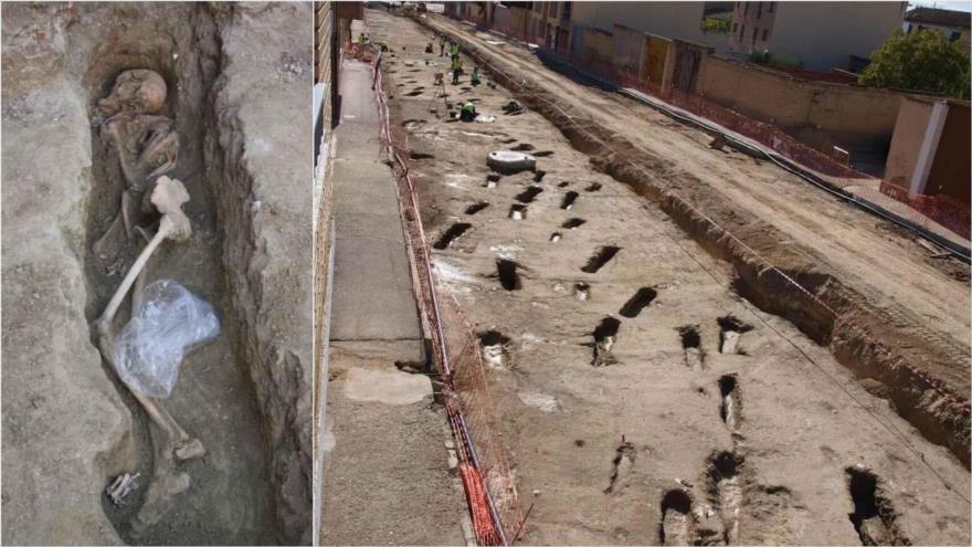 Hallan una gran necrópolis islámica con al menos 400 tumbas en Zaragoza, en España.