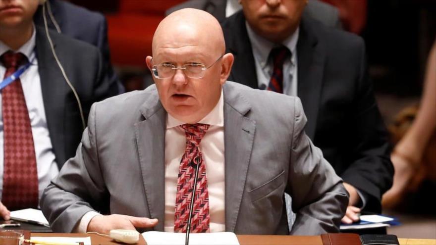 El embajador ruso ante la ONU, Vasili Nebenzia, en una sesión del Consejo de Seguridad, Nueva York, EE.UU., 26 de junio de 2019. (Foto: Reuters)