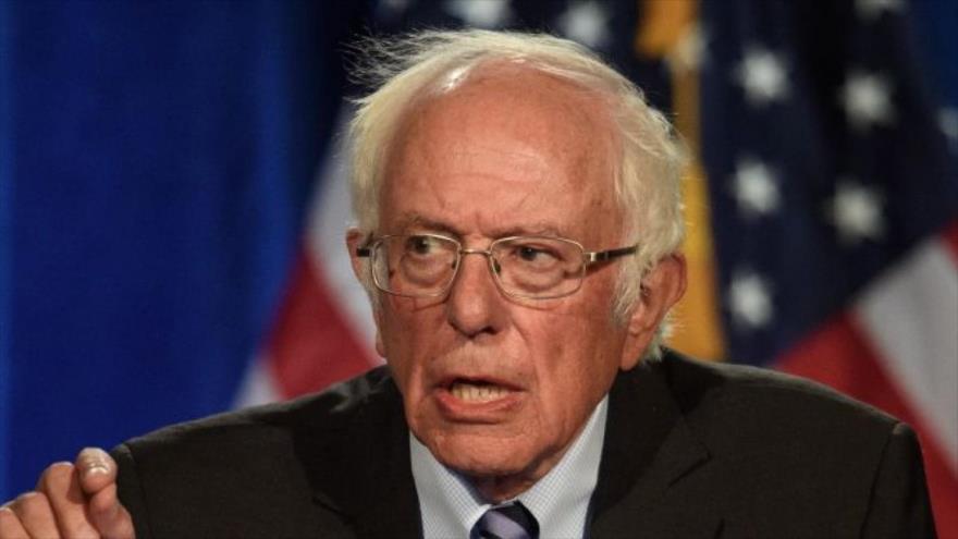 El senador demócrata estadounidense Bernie Sanders, habla en la Universidad George Washington, 24 de septiembre de 2020. (Foto: AFP)