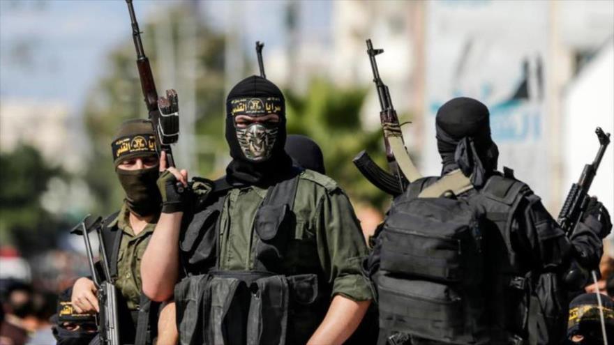 Combatientes de la brigada Saraya Al-Quds, brazo militar de la Yihad Islámica Palestina, 31 de octubre de 2017.