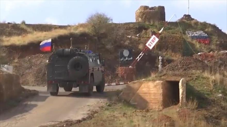 Tropas rusas en los altos del Golán sirios.