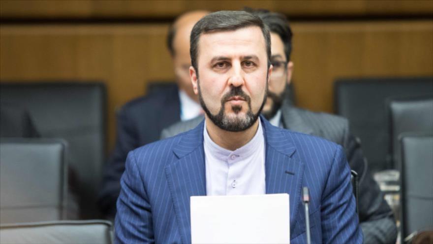 El representante permanente de Irán ante las organizaciones internacionales asentadas en Viena (Austria), Kazem Qaribabadi, en una reunión de la AIEA.