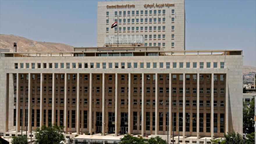 El edifico del Banco Central de Siria en Damasco, capital.