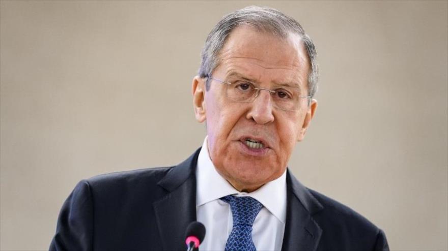 El canciller ruso, Serguéi Lavrov, habla ante el Consejo de Derechos Humanos de la ONU en Ginebra, 25 de febrero de 2020. (Foto: AFP)