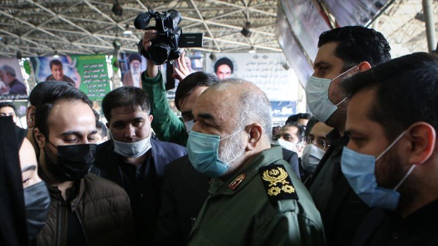 El comandante en jefe del Cuerpo de CGRI de Irán, el general de brigada Husein Salami, habla con la prensa en Teherán, la capital, 1 de enero de 2021. (Foto: IRNA)