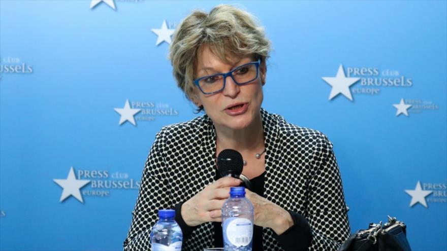 La relatora especial de la ONU, Agnes Callamard, ofrece una rueda de prensa en Bruselas, Bélgica, 3 de diciembre de 2019. (Foto: AFP)