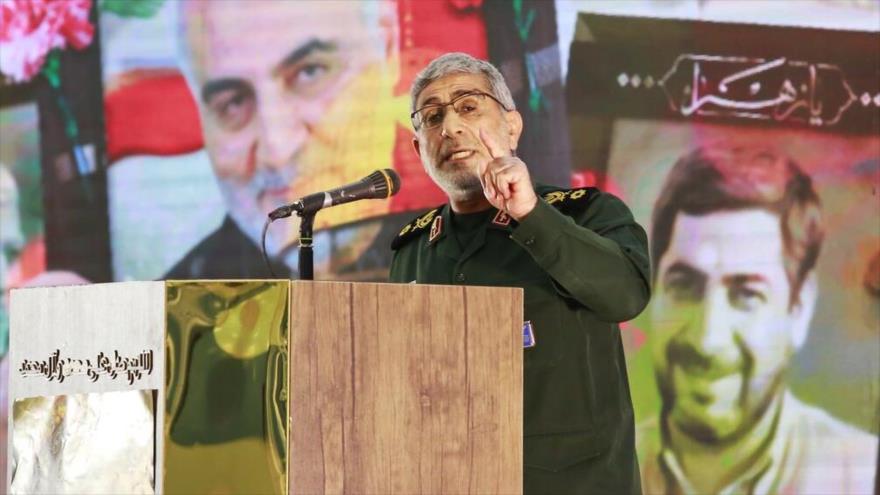 El comandante de la Fuerza Quds del CGRI de Irán, Ismail Qaani, habla en la ciudad de Kerman, 6 de enero de 2021. (Foto: IRNA)