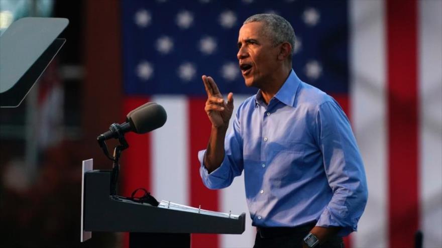 El expresidente de EE.UU. Barack Obama ofrece un mitin electoral a favor de Joe Biden en Filadelfia, 21 de octubre de 2020. (Foto: AFP)