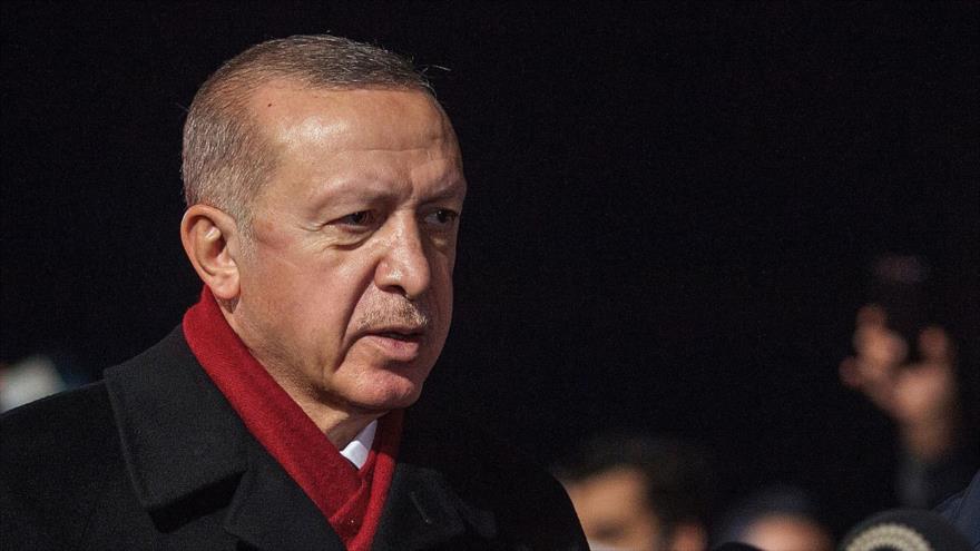 El presidente turco, Recep Tayyip Erdogan, habla en la ciudad de Varosha, 15 de noviembre de 2020. (Foto: AFP)