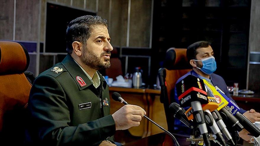 El portavoz de la Policía Nacional de Irán, Mehdi Hayian, ofrece una rueda de prensa en Teherán, la capital iraní, 11 de enero de 2021.