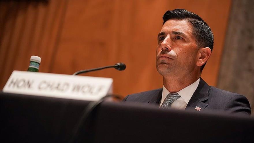 El secretario interino de Seguridad Nacional de EE.UU., Chad Wolf, en una audiencia del Senado en Washington DC., 23 de septiembre de 2020 (Foto: AFP)