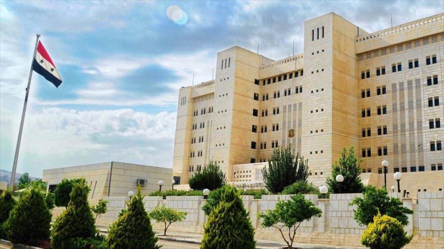 El edificio del Ministerio de Relaciones Exteriores y Expatriados de Siria en Damasco, capital.