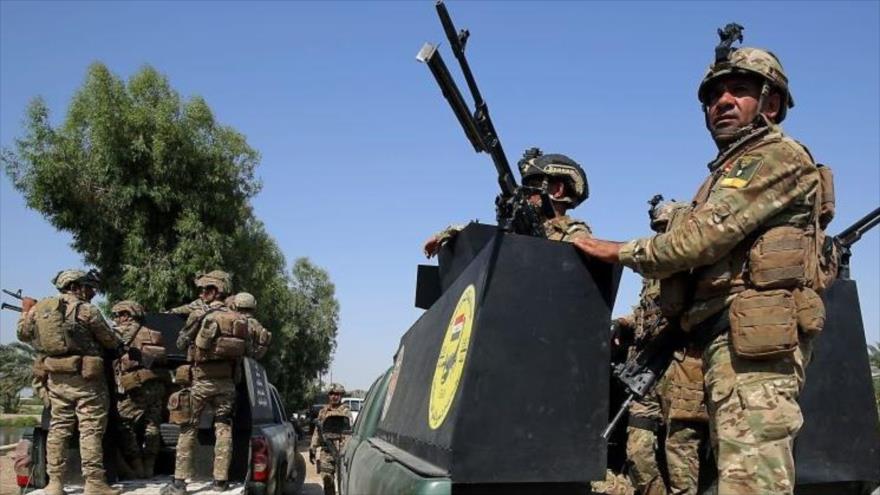 Las fuerzas de respuesta rápida iraquíes en el distrito de Tarmiyah, al norte de Bagdad, en busca de sospechosos de Daesh, 21 de julio de 2019. (Foto: AFP)