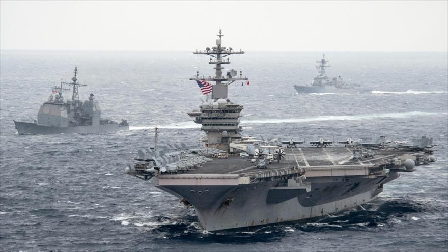 El portaviones estadounidense Theodore Roosevelt navega en el océano Pacífico, 15 de enero de 2021. (Foto: NBC)