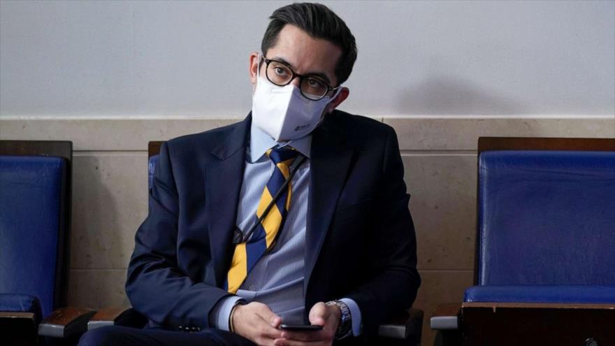 El entonces subsecretario de prensa de la Casa Blanca, TJ Ducklo, durante una conferencia de prensa en la Casa Blanca.