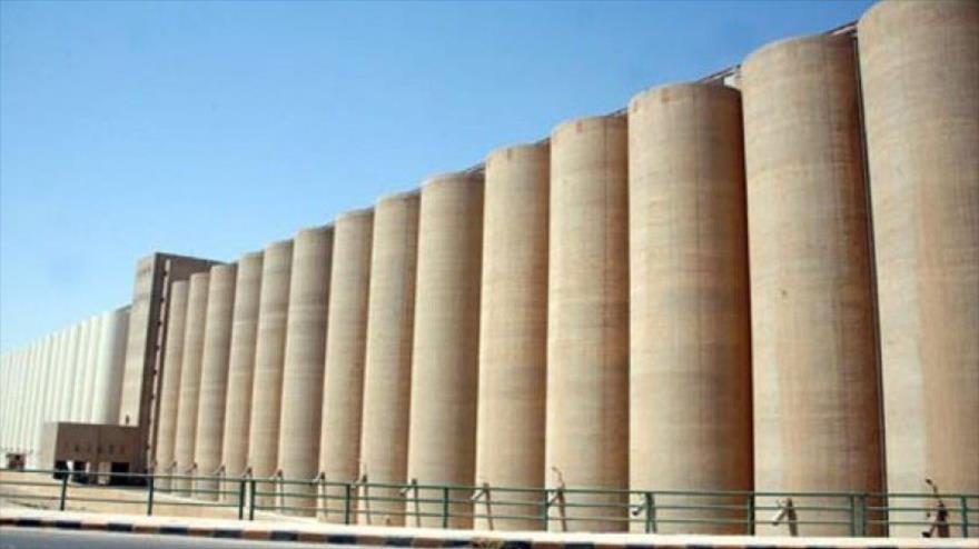 Un almacén de trigo en la ciudad siria de Al-Hasaka.