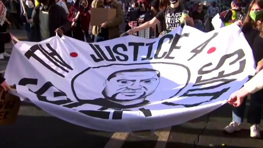 Masiva marcha previo al juicio del policía que mató a George Floyd